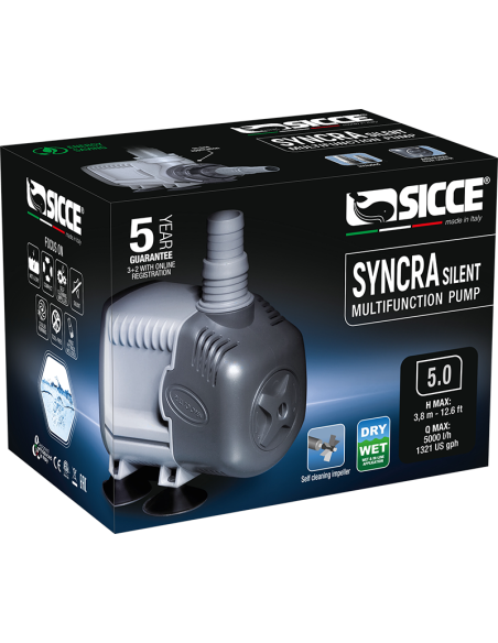Sicce Syncra Silent Pump 5.0 - 5000 L/H 230v 2.2 Mtr Cable