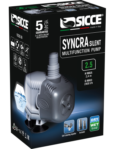 Sicce Syncra Silent Pump 2.5 - 2400 L/H 230v 2.2 Mtr Cable